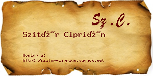 Szitár Ciprián névjegykártya